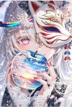 ダイヤモンドアートキット(狐面と少女)30x40cmのサムネイル
