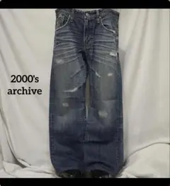 2000's archive 刺繍grunge denim pants - メルカリ