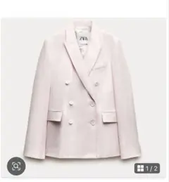 【新品】ZARA ピンクダブルブレストジャケット　オケージョン