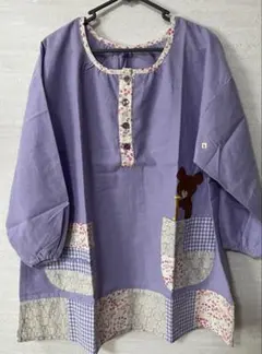 ★G566★新品　訳あり　くまのがっこうJスモック　割烹着　パープル