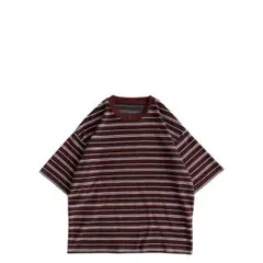 美品】USED 00s パイル地 マルチボーダー Tシャツ ボックスシルエット 