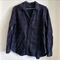 UNIQLO ユニクロ チェック柄 長袖シャツ ネイビー チェックシャツ M
