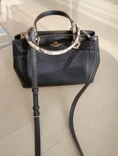 COACH　コーチ　ブラック　パイソン2wayショルダーバッグ　ハンドバッグ