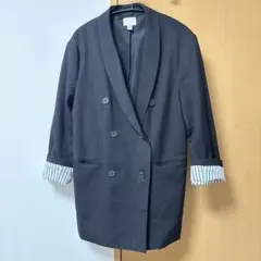 H&M ダブルブレストジャケット XS 黒 ストライプ袖