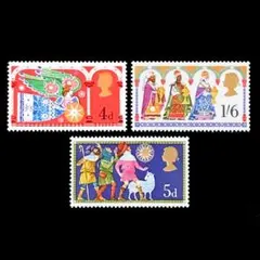 k5030 天使などクリスマス イギリス 1969年 外国切手3種未使用 切手
