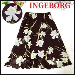 【INGEBORG/インゲボルグ】フレアスカート　フラワープリント　りぼん　9