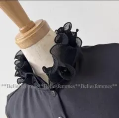 ♥️期間限定SALE♥️【タグ付新品】フリルプリーツ付け襟039ブラック