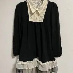 AXES femme ブラック ワンピース チュニック レース フリル 重ね着風