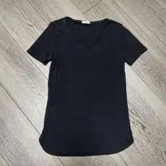 GU/ネイビー Vネック Tシャツ 半袖/M