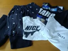 男の子キッズセット売りブラックショートパンツ 130-140サイズパーカーロンT