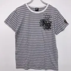 RUSS-K ストライプ 刺繍入り Tシャツ Lのサムネイル