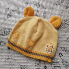 くまのプーさん　耳付き ベビー帽子 フリーサイズ