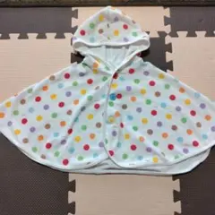 水玉模様 フード付きポンチョ フリーサイズ