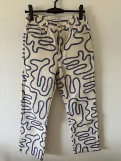 【お値下げ不可】ZARA ザラ　ストレートフィット　プリントデニムパンツ