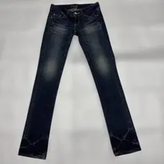 SLY ダークブルー スキニーデニム　ダメージ加工 W25インチ　￼日本製