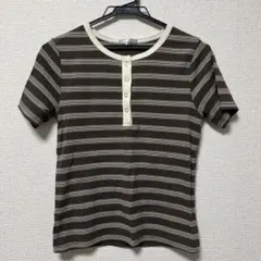 新品 しまむらLinoluce ボーダー ヘンリーネック Tシャツ