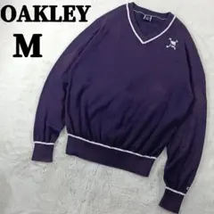 希少✨00s OAKLEY y2k セーター Archive スカル 刺繍ロゴМ