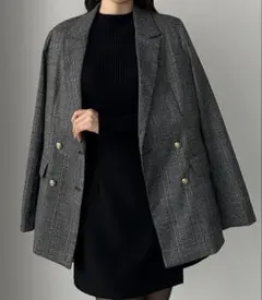 【無地/チェック】ゴールドボタンテーラードジャケット