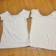 アイボリー　夏用クールネック　半袖Tシャツ 2枚セット　アツギのサムネイル