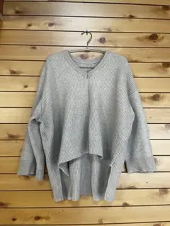 【スタジオクリップ】グレー Vネック セーター オーバーサイズ