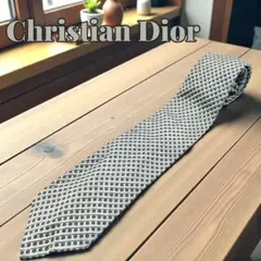 Christian Dior クリスチャンディオール ネクタイ ドット シルバー