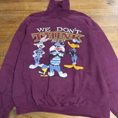 90s ルーニーテューンズ　トレーナー　XLサイズ　エンジ色　古着　アメリカ製のサムネイル