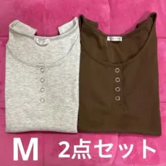 【Honeys】ヘンリーネックタンク Mサイズ ブラウン＆グレー2点セットのサムネイル