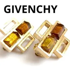 希少 GIVENCHY ジバンシー ヴィンテージ イヤリング ゴールド アンバー