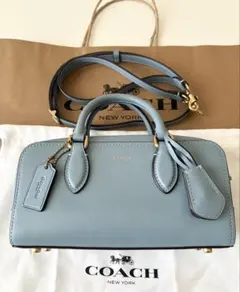 値下!美品!COACHサッチェルストラップ付きハンドバッグショップ袋2WAY