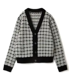 GRL グレイルツイード編みVネックカーディガン[kn107a]