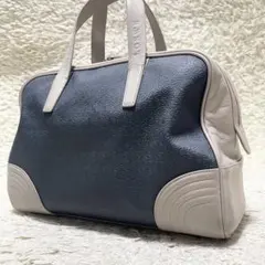 【良品】ロエベ　ミニボストン　レザー　PVC リピートアナグラム　シルバー金具