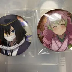 鬼滅の刃　宅麺　缶バッジ　甘露寺蜜璃　伊黒小芭内