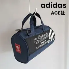【希少】美品　90s アディダス ミニボストンバッグ ネイビー　ACE社