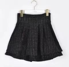 evelyn　ツイードダブルフレアスカート　ブラック