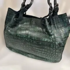 ダークグリーン クロコダイルレザートートバッグ