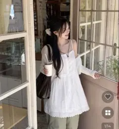 【NUGU dayroze】レースボタンキャミワンピース