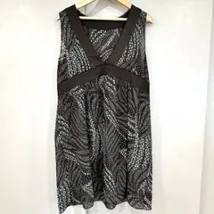 シアー ノースリーブドット柄チュニック　ブラウン×ミントグリーン