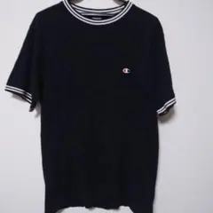 Champion ブラック Tシャツ X-LARGE ワンポイント 刺繍ロゴ