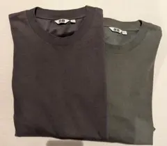 2枚セット エアリズムコットンクルーネックTシャツ L ブラウン　カーキ