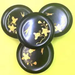 黒漆銘々菓子皿 10枚セット 金彩家紋風 黒漆銘々菓子皿 10枚セット 金彩家紋風 - メルカリ