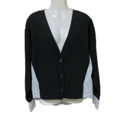 ザラ❤️ZARA❤️ニットカーディガン❤️Sサイズ❤️ストライプ❤️ブラック❤️異素材切替