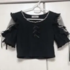 3つリボン肩あきテレコTOPS Ank Rouge ニット トップス 地雷 量産