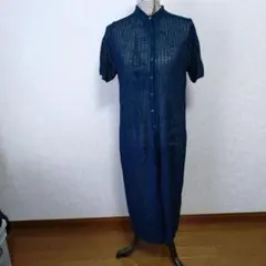 UNIQLO半袖シャツニットワンピース ダークグリーン