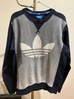 アディダス 　ラグラン　スウェット　ネイビー　グレー