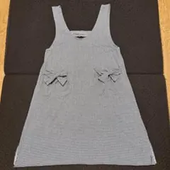 エプロン　黒と白のチェック柄　リボンのサムネイル