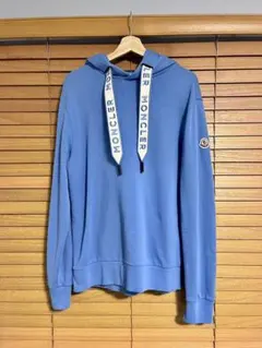 MONCLER パーカー フーディ ロゴ ドローコード ブルー M