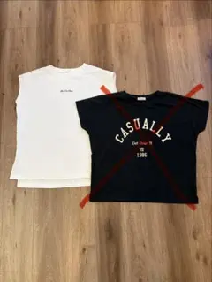 Samansa Mos2 blue フレンチスリーブTシャツ ホワイト 刺繍ロゴのサムネイル