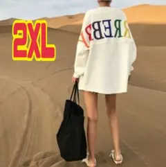 韓国 レディース BURREBBY トップス 秋冬 長袖 ホワイト 2XL