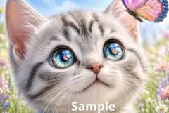 子猫と蝶々 デジタルアート イラスト
