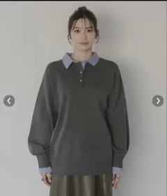 高身長 シャツ衿ポロニットプルオーバー（トールサイズ） Essenave 完売品のサムネイル
